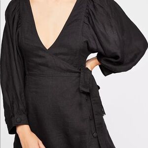 Free People- Carino Dress in Black 100% Linen size: S